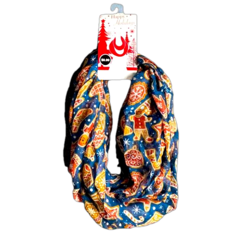 Gingerbread Man Christmas Holiday Loop Scarf - Brand New